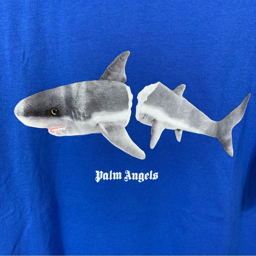 Palm Angels Shark T-Shirt in Blue NWT - Picture 2 of 10